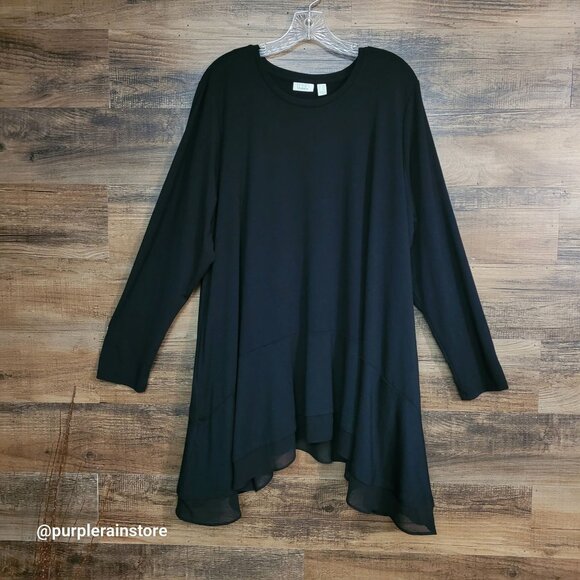 Logo Lounge Chiffon Hem Tunic Top 2X Dark Coquette Whimsy Witchy Minimalist - Picture 1 of 13